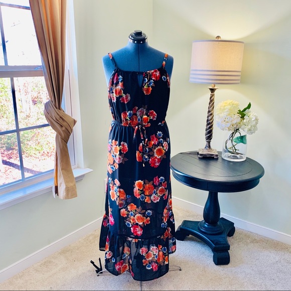 Speed Control Floral Black Ruffle Dress Size 2X